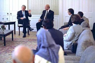The last time that President Bush consulted American Muslims was  on September 10, 2002 in the Afghan Embassy.
