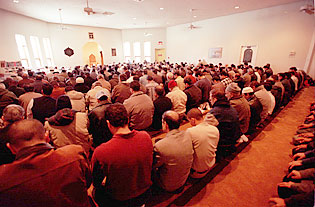 A packed Friday congregation at the  Islamic Association of greater Detroit.